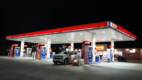 Esso Gas Station Forecourt at Night Teaser
