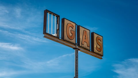 Sign from a closed abandoned gas station.