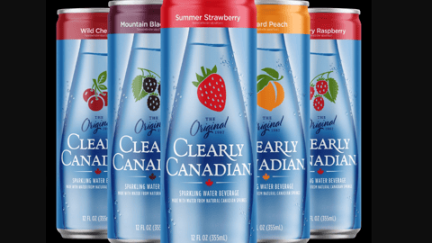 New Clearly Canadian cans in six pack