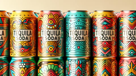 Colourful tequila soda cans