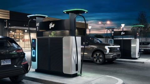 FLO DC Fast Charger at Night Teaser