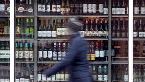 Wine bottles in giant cooler