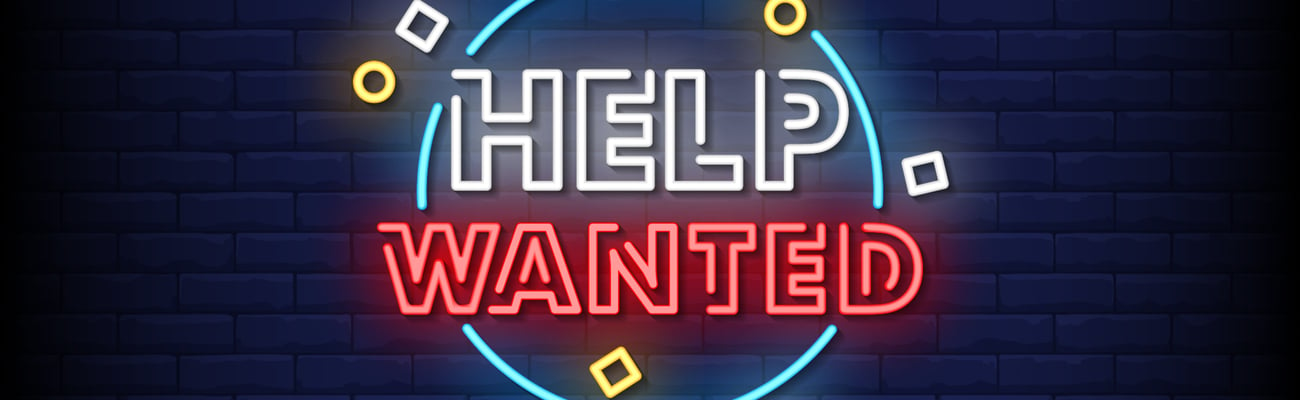 Help Wanted sign in lights