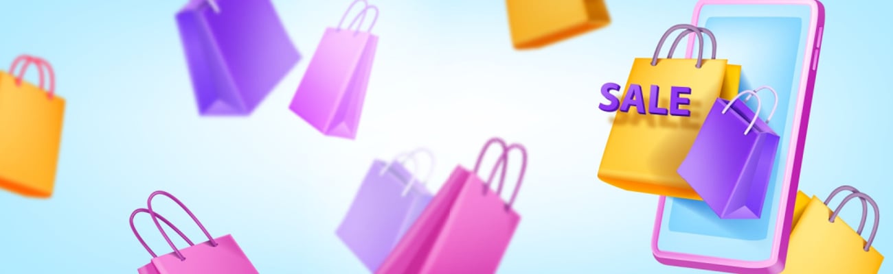 Vector of multiple shopping bags with sale written