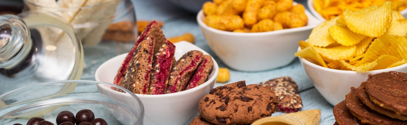 display of sweet and salty snacks