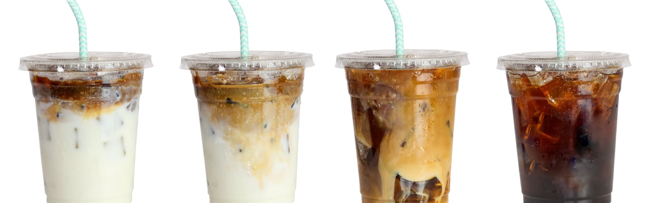 row of iced coffees