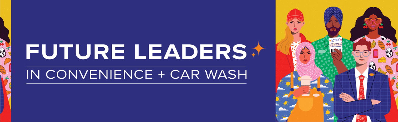 Flicc hero Future Leaders In Convenience and Car Wash with logo and colourful illustration