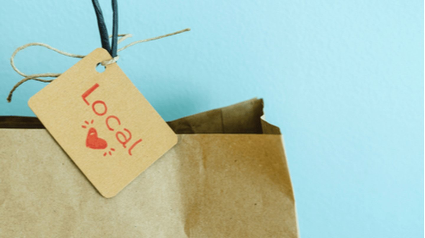 paper shopping bag with Local love tag