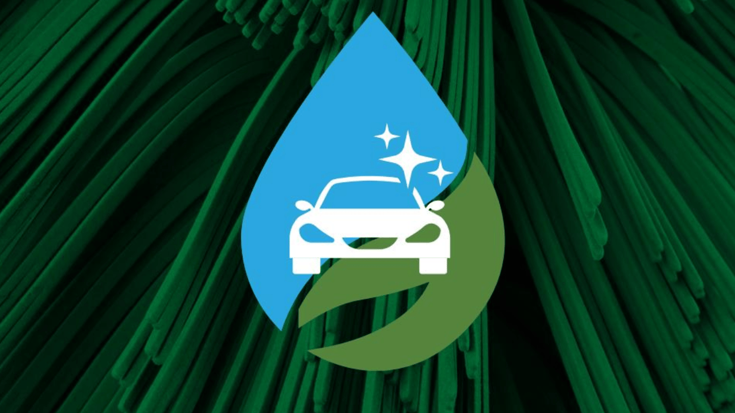 car wash image on green background