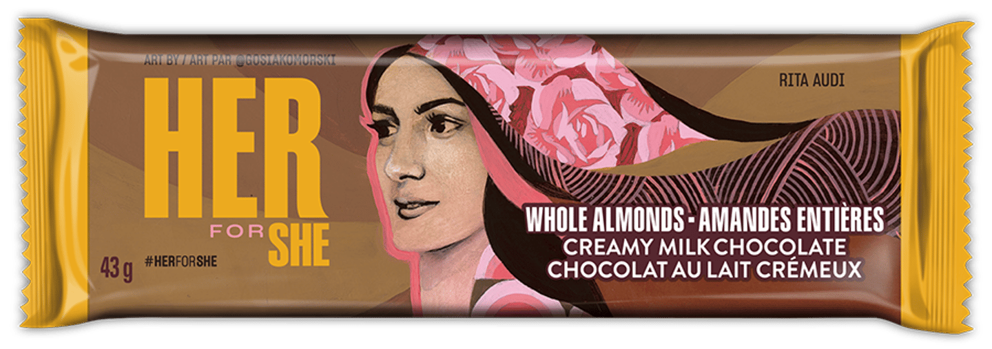 Rita Audi image on a Hershey Bar. 