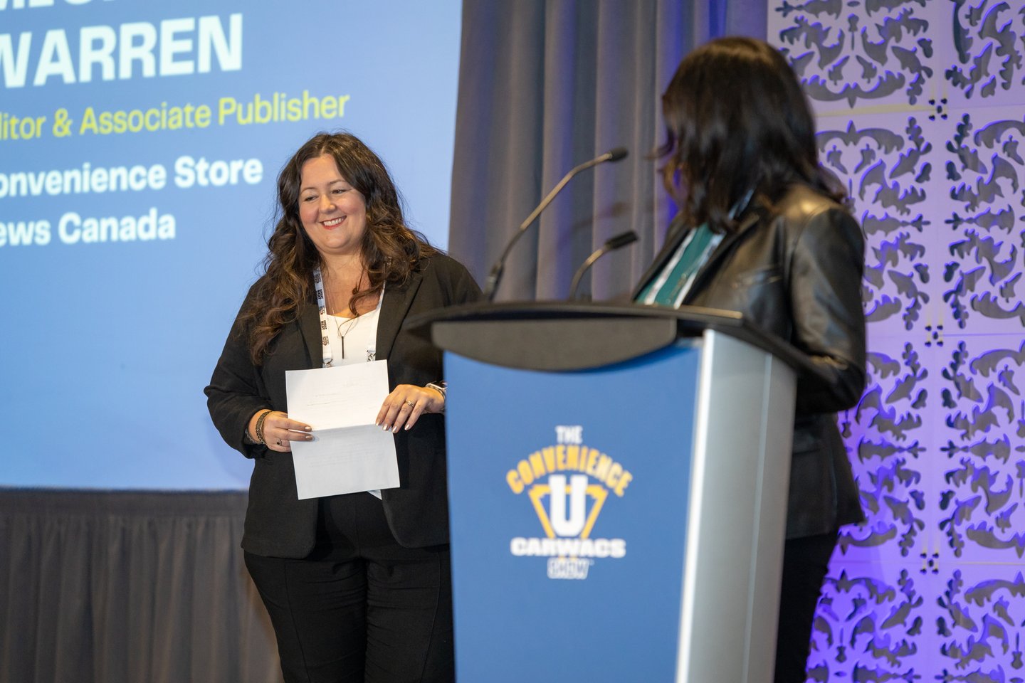 Michelle Warren and Sandra Parente onstage at the show