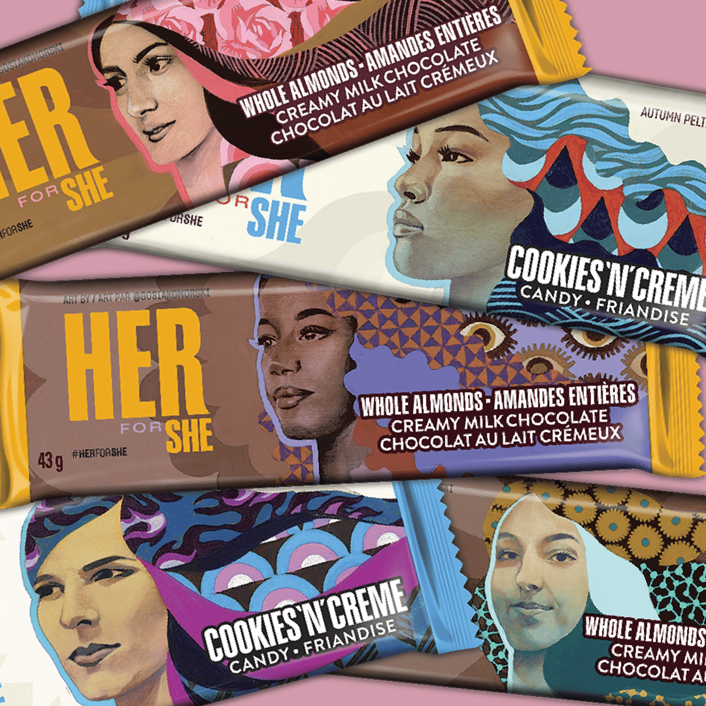 Five Hershey Canada's Her for She Bars.