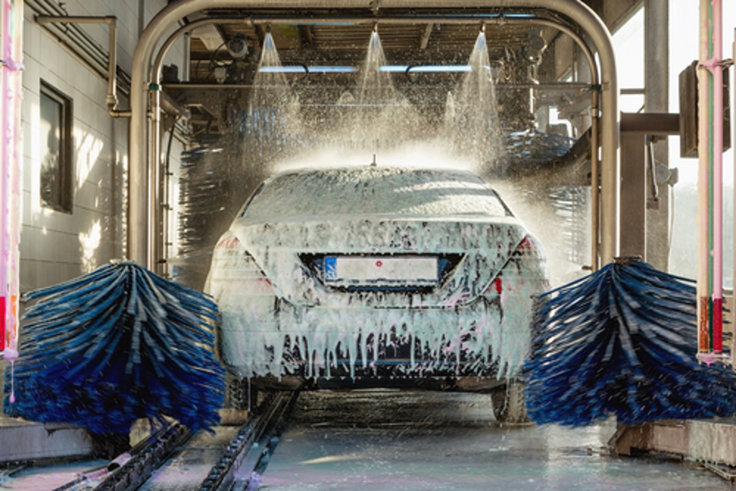 car wash, car wash foam water, Automatic car wash in action