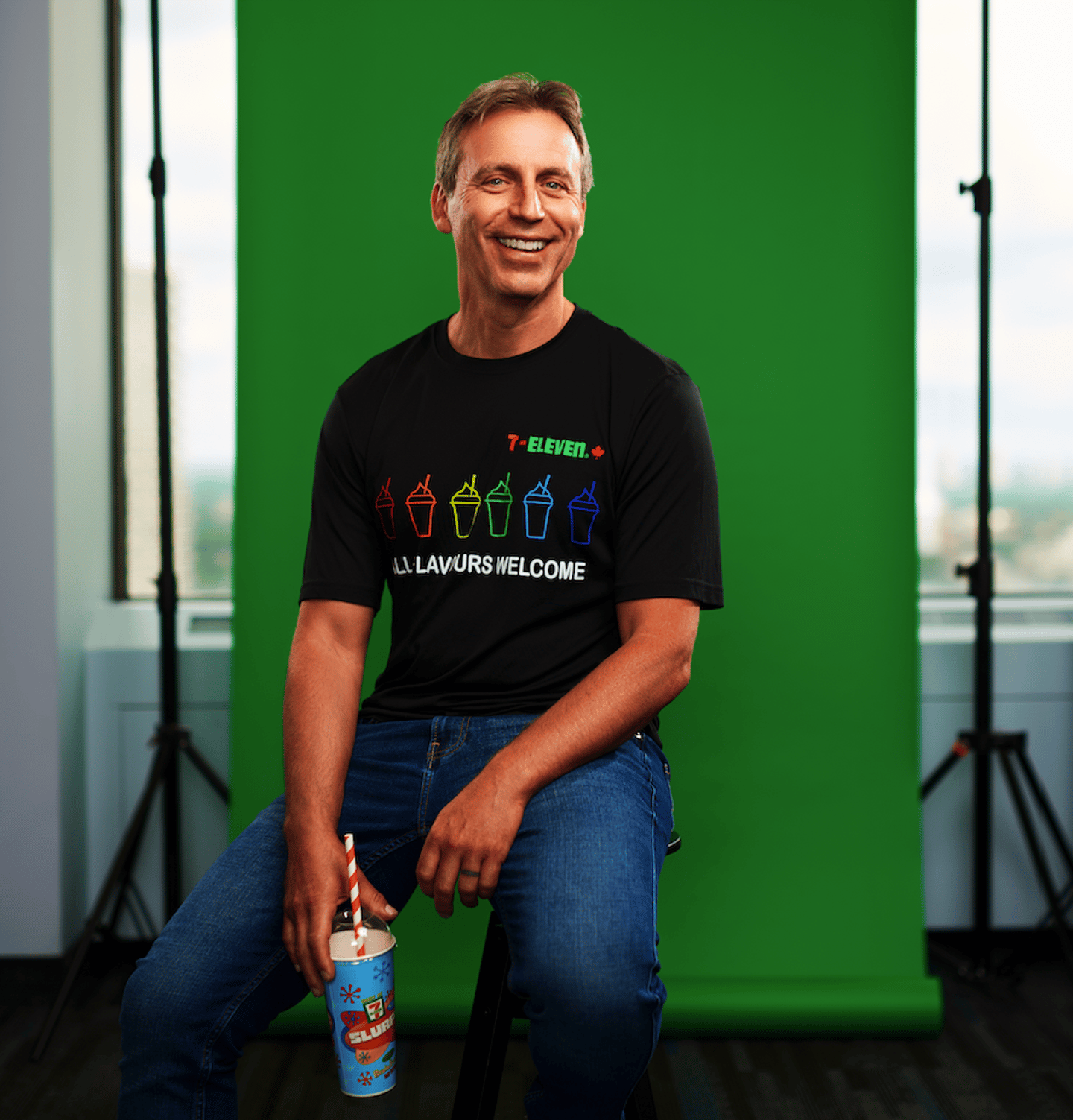 Marc Goodman holding a slurpee