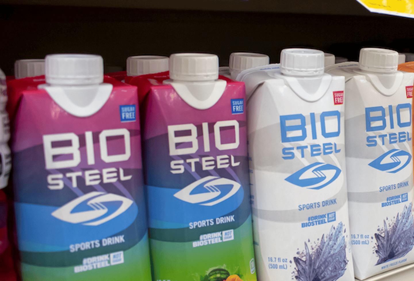 BioSteel cartons on store shelves