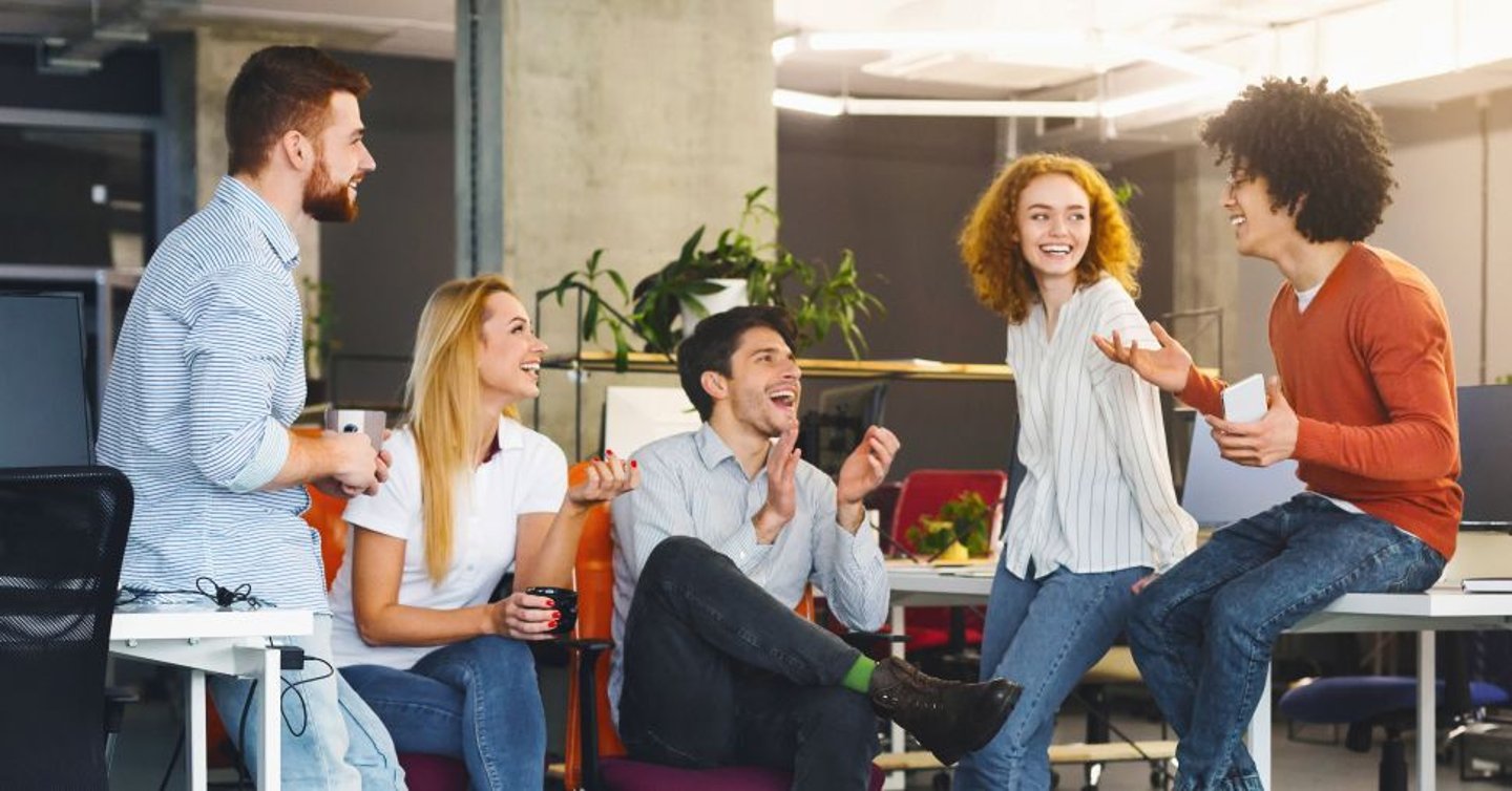 Happy employees in an office