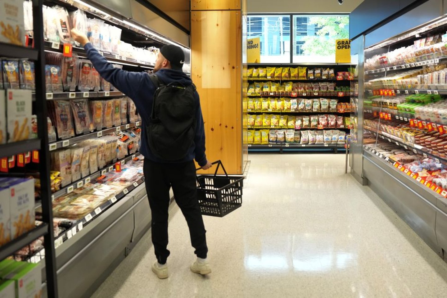 Male shopper in a grocery aisle
