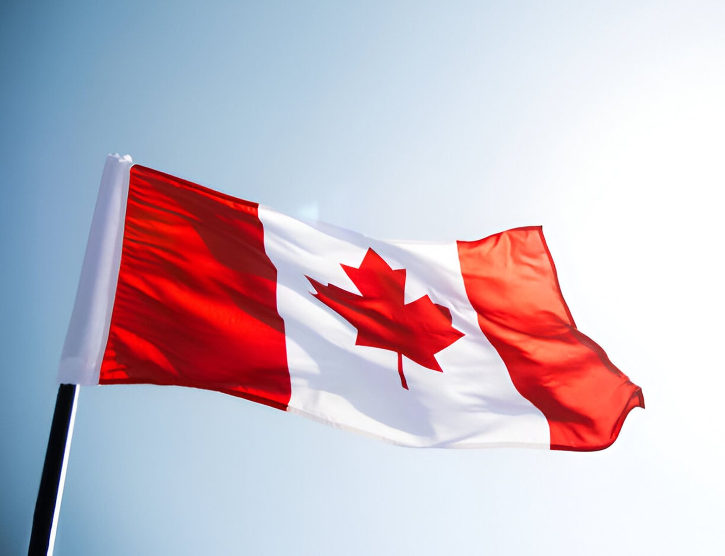 Canada flag flapping in the wind
