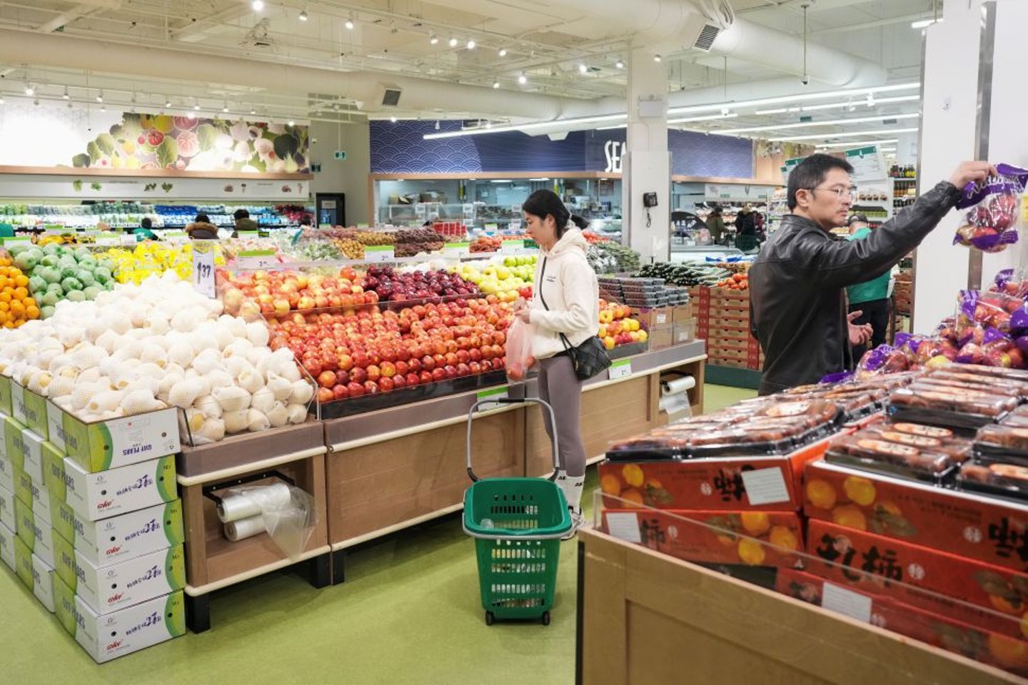 Shoppers in a Canadian Grocery
