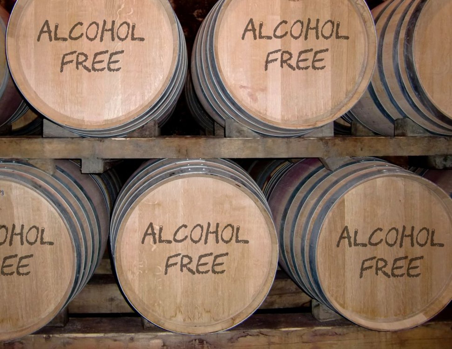 Alcohol Free wine in barrels stock image