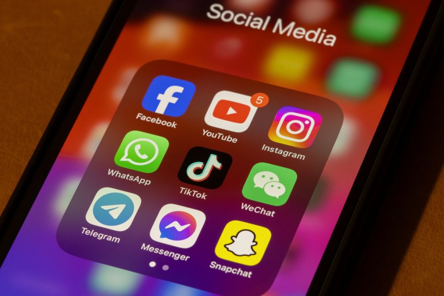 Social Media on a smartphone stock image
