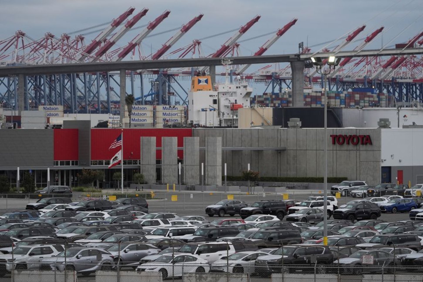 Toyota vehicles at import facility