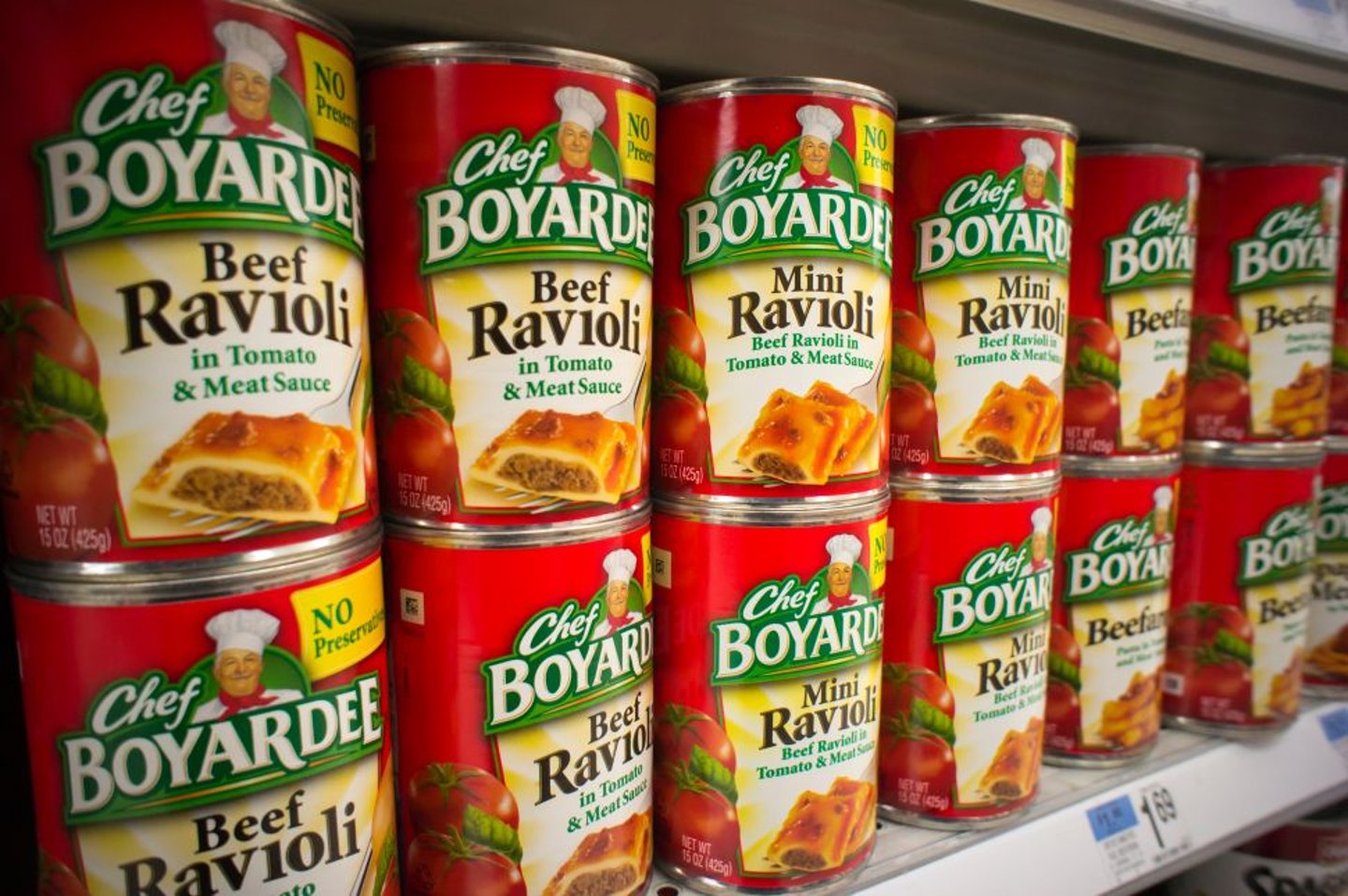 Chef Boyardee Cans stock image