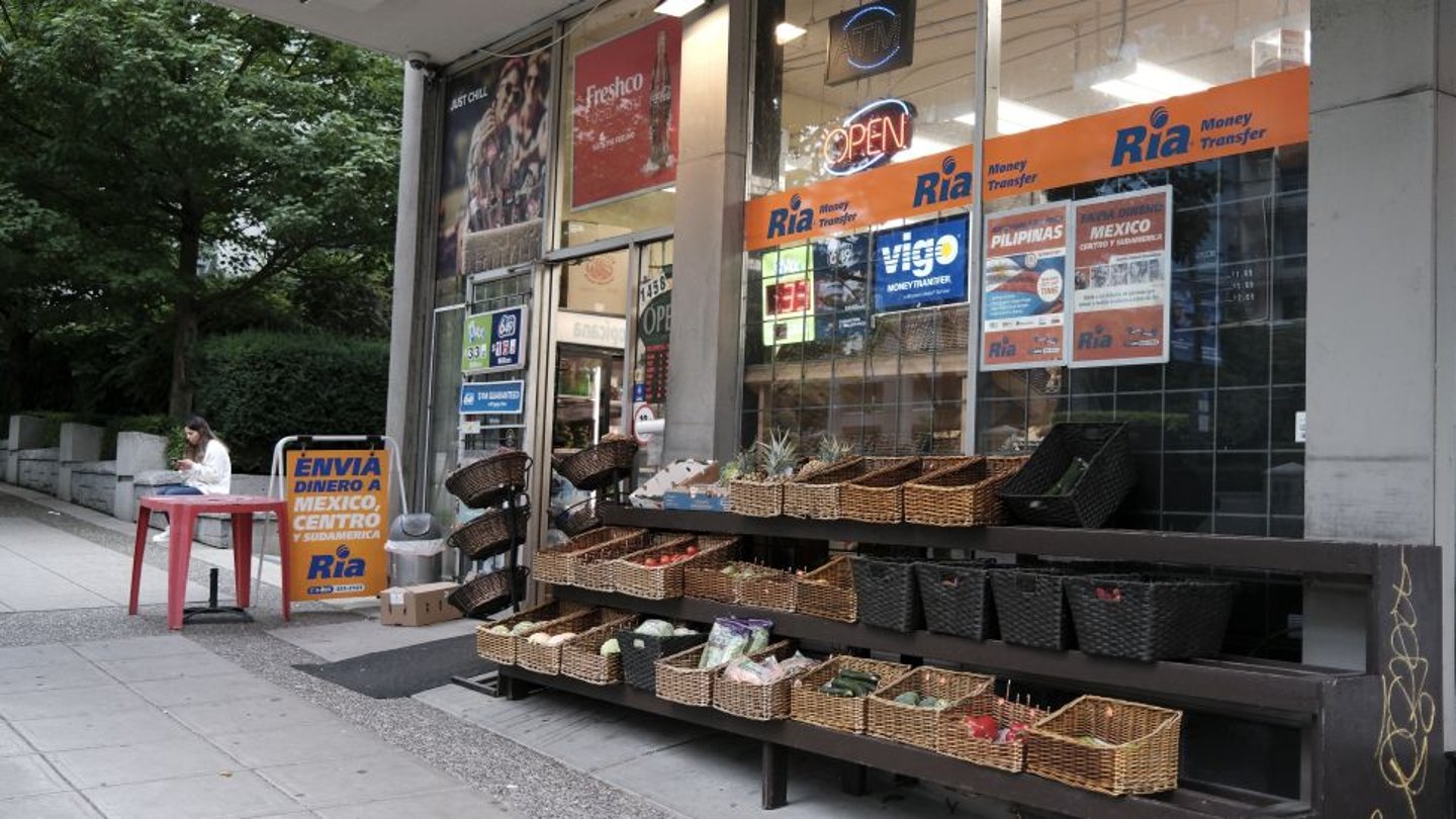 Convenience store in Vancouver BC stock image