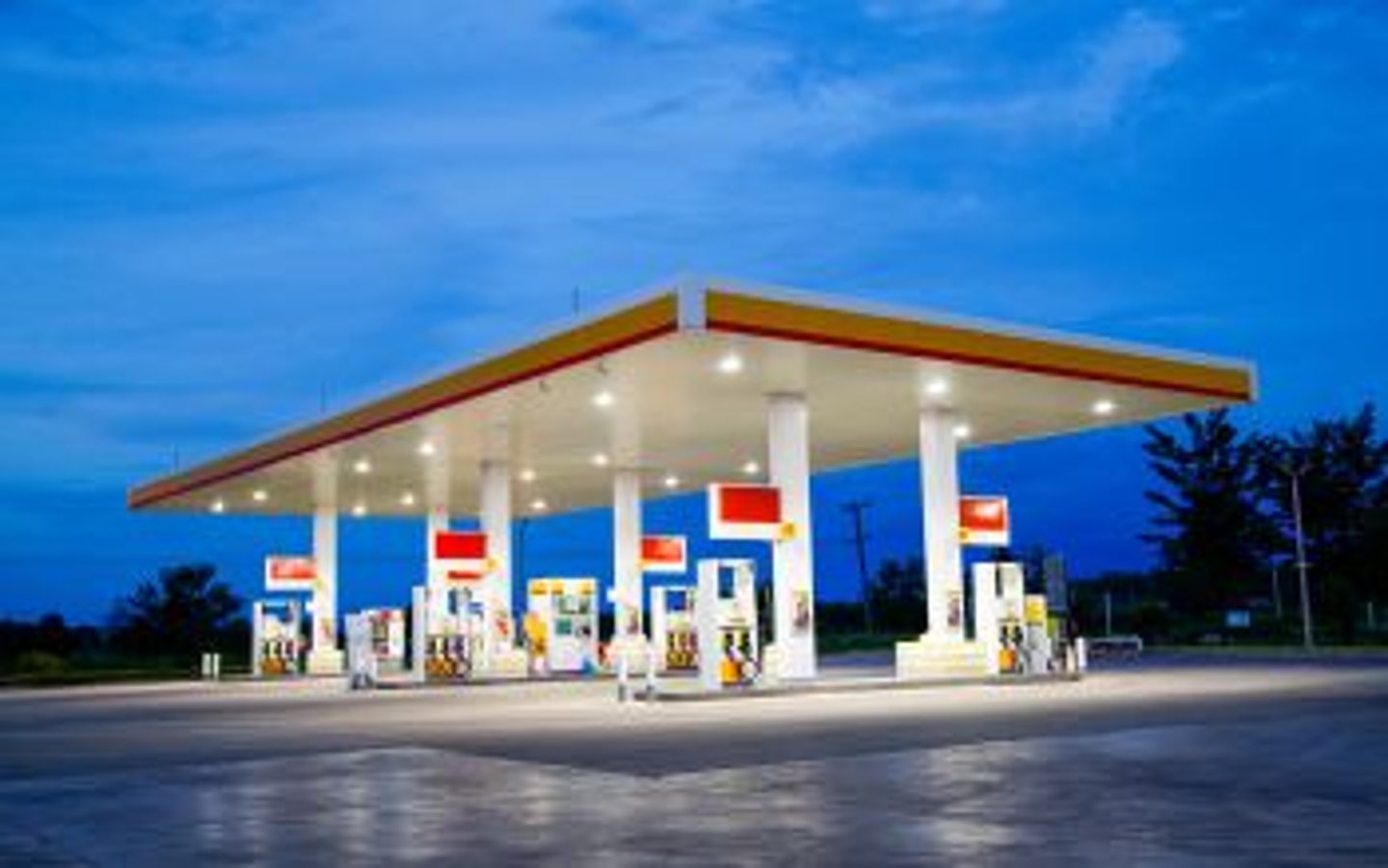 Gas Station at Dusk Stock Image