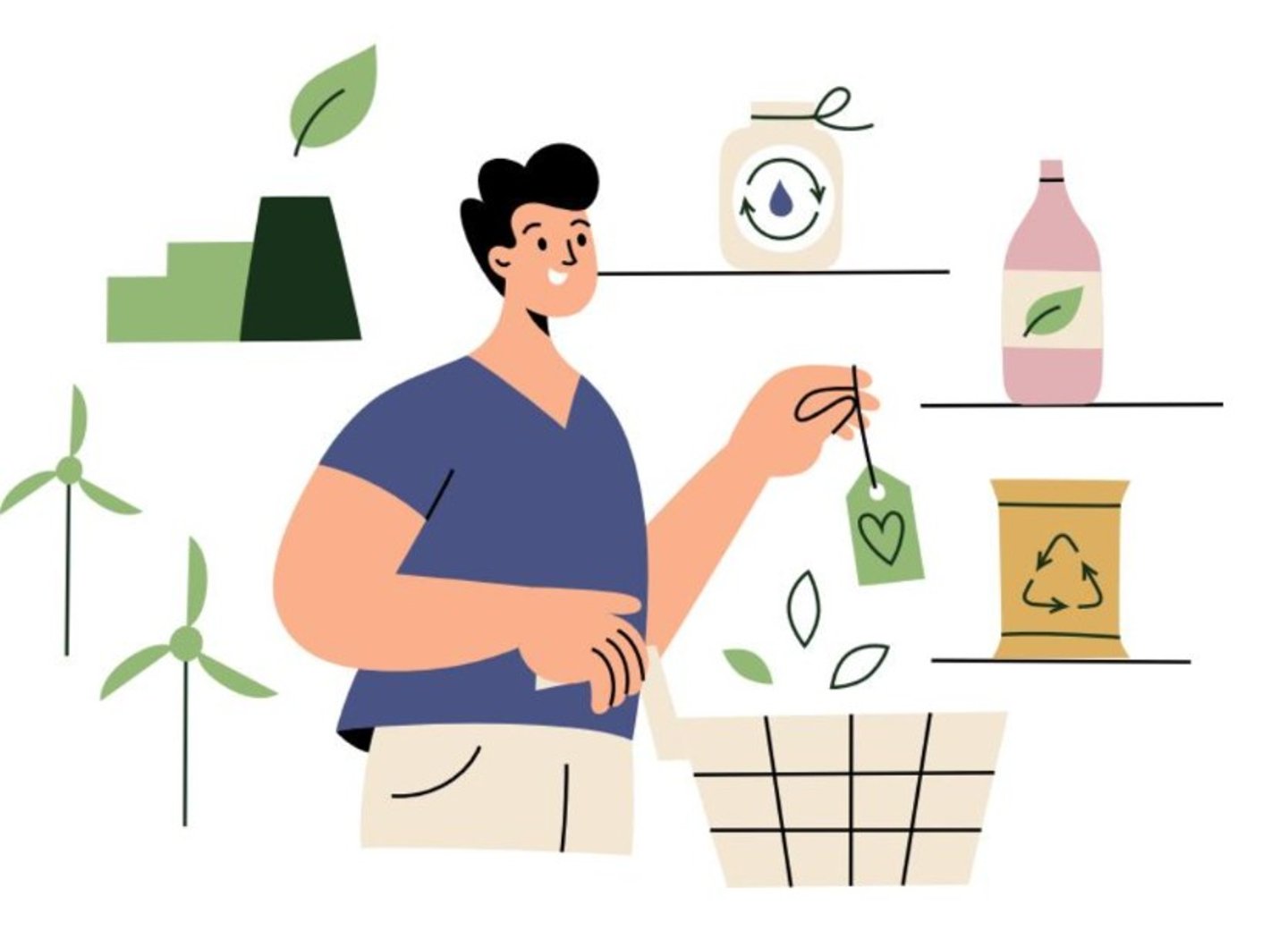 Consumer Corner Customer Shopping Graphic