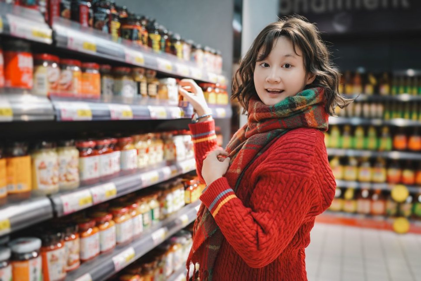 Woman shopping in a store stock image