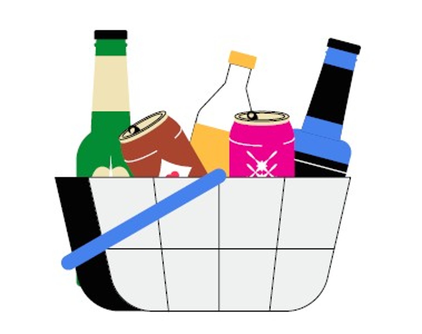 Shopping basket with beverage alcohol