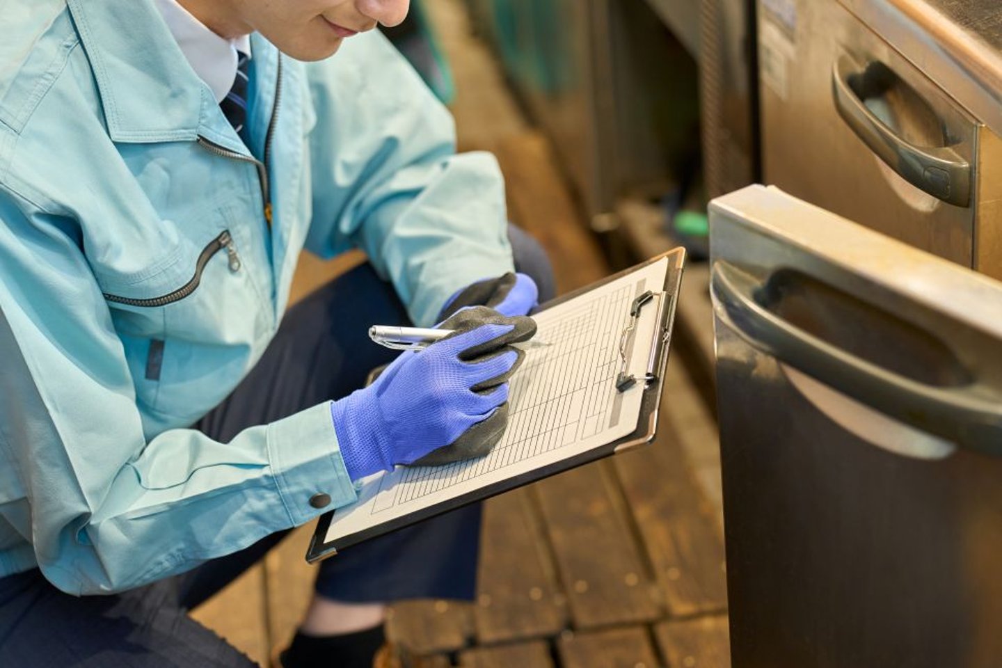 Inspector in a store stock image