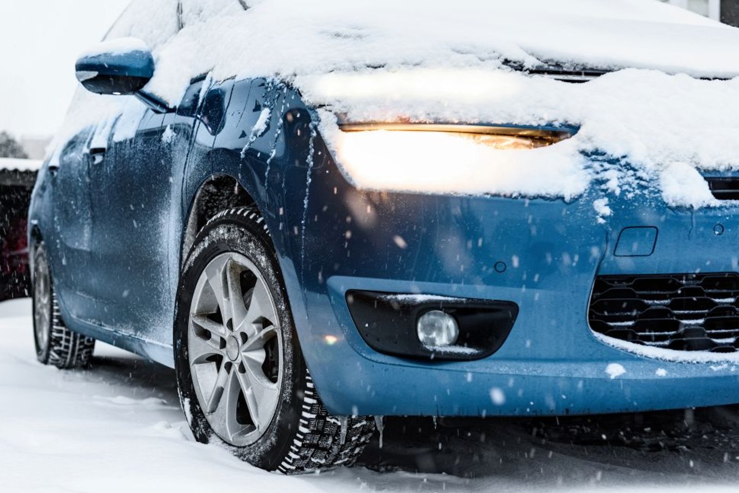 Car covered in snow stock image