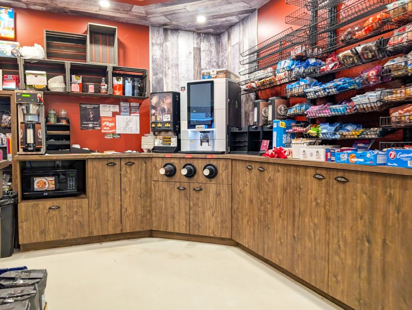 Coffee and Snack Station in Convenience Store Stock Image