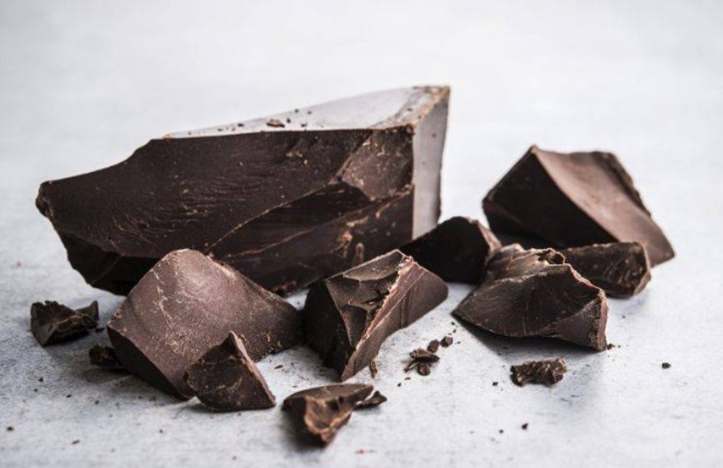 Chocolate blocks against white background