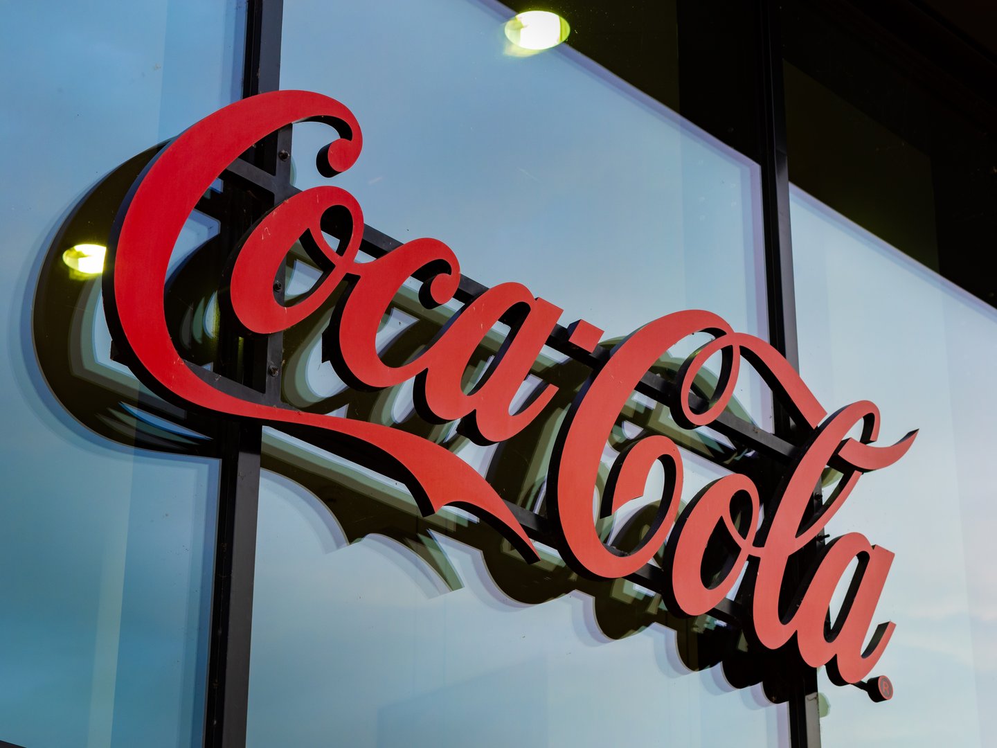 Coca-Cola logo on building from Shutterstock