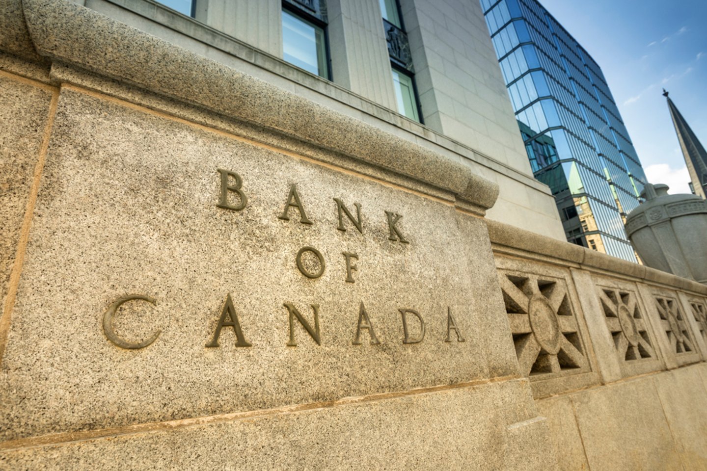 Close up of Bank of Canada cornerstone.
