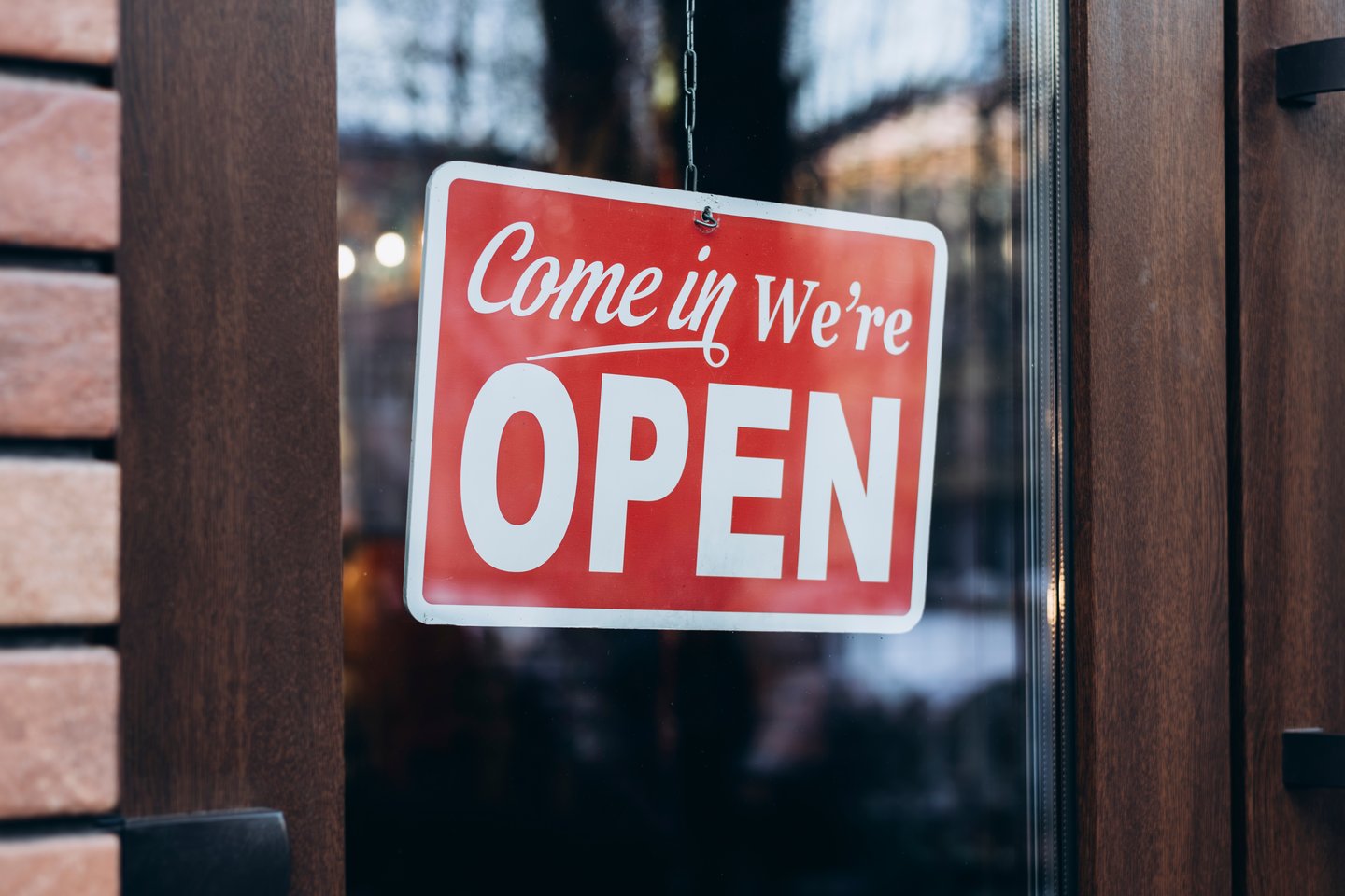Open sign on storefront window