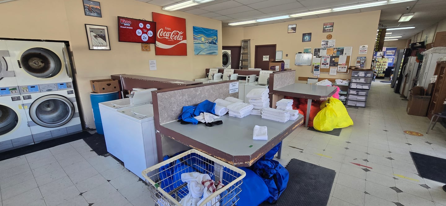 Interior of Mountain Mart's laundromat