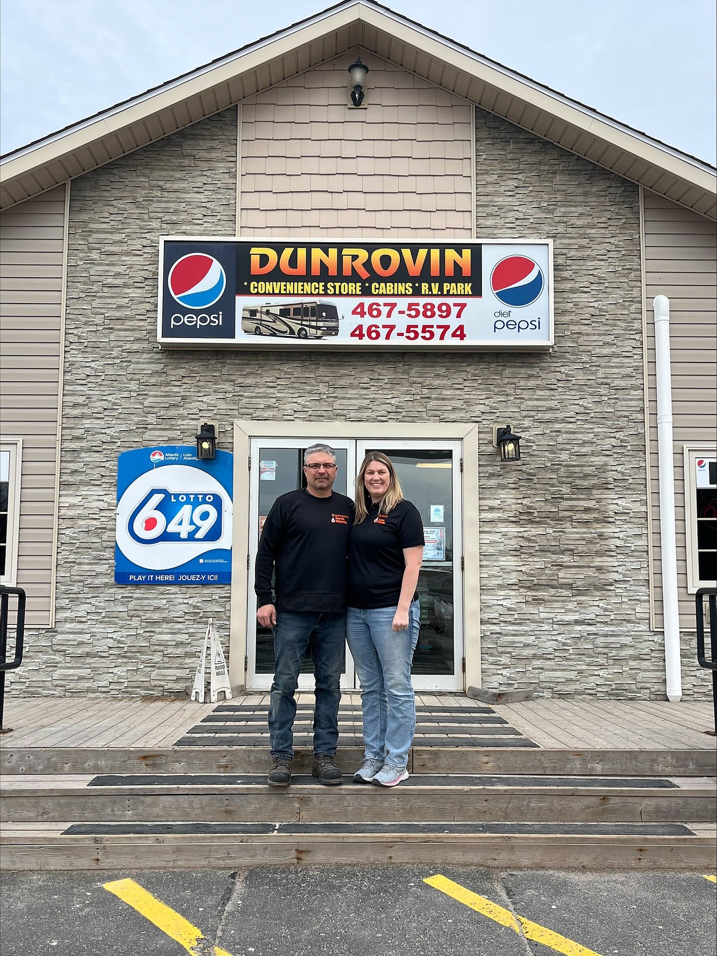 Wendy and Deon Penney outside the front door of their store, Dunrovin North Atlantic