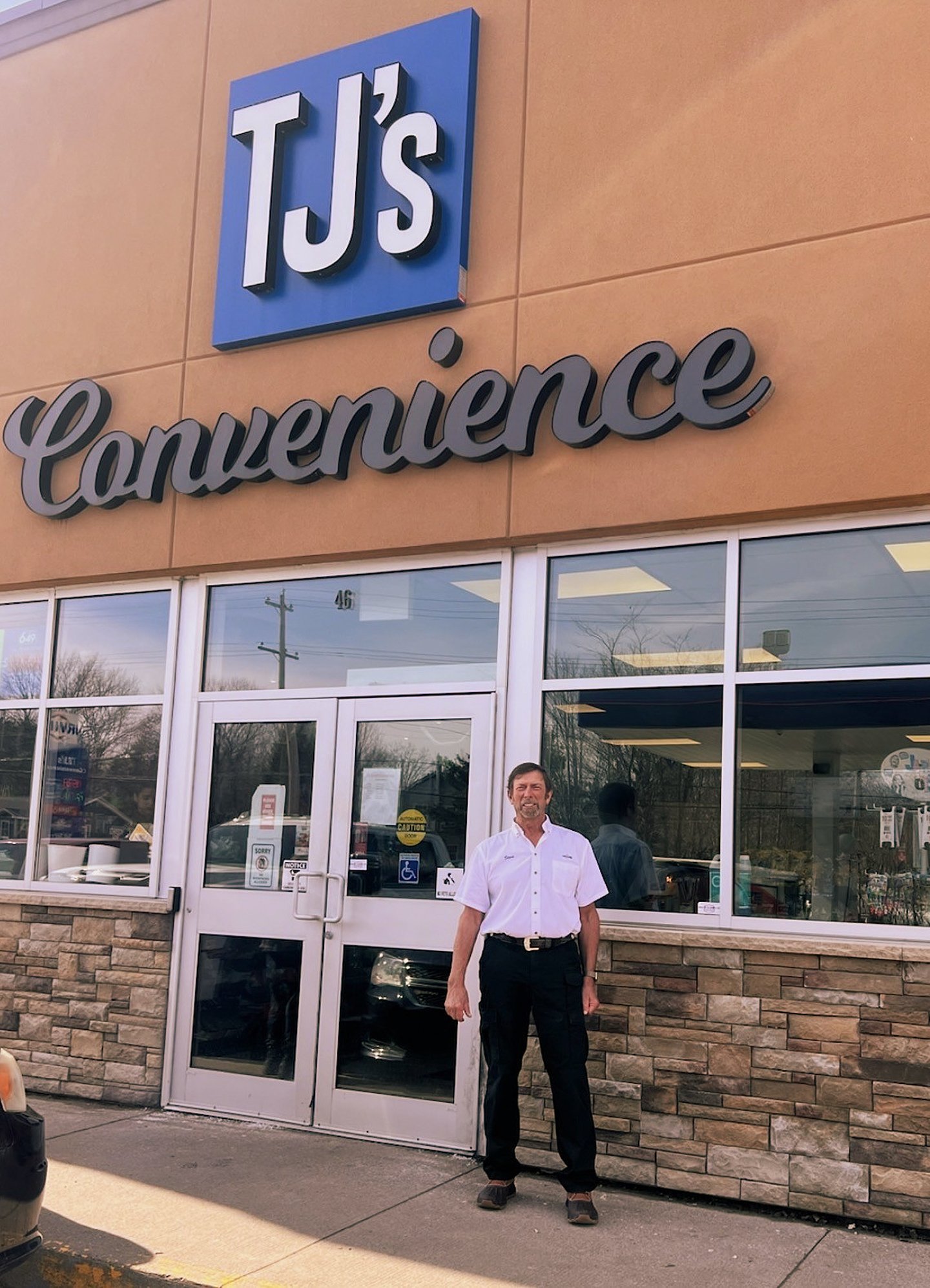 Owner, Stephen Morine stands in front of TJ's Convenience Store.