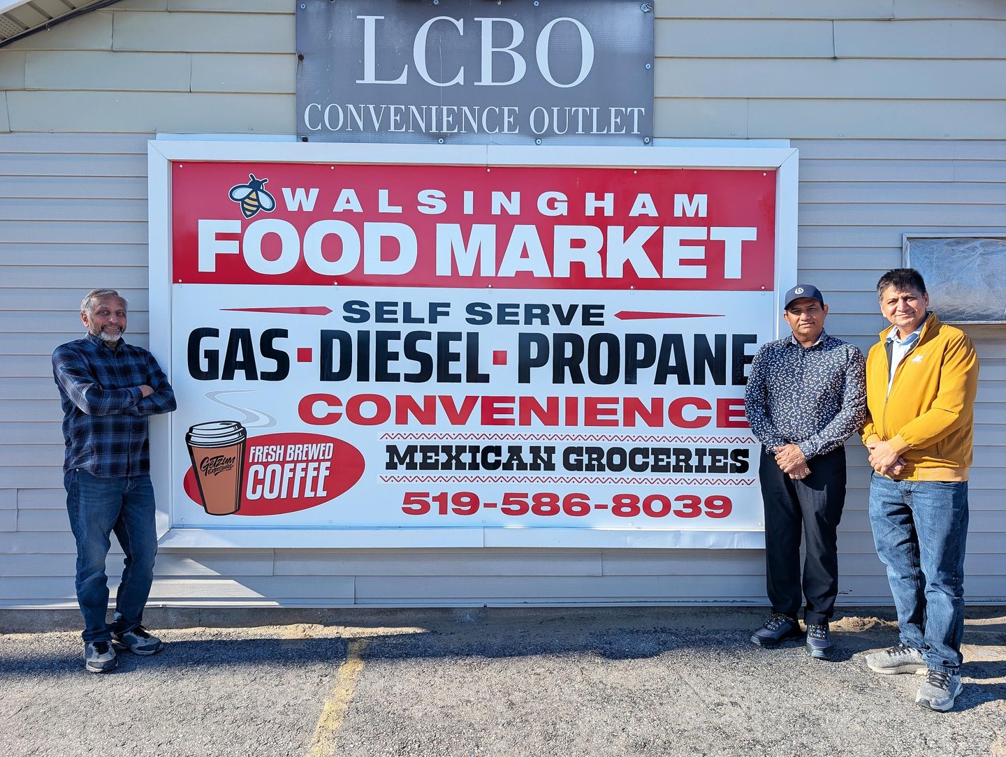  Vijay Parekh, Gautam Patel and Pragnesh Patel, owners of the Walsingham Busy Bee stand in front of their store.