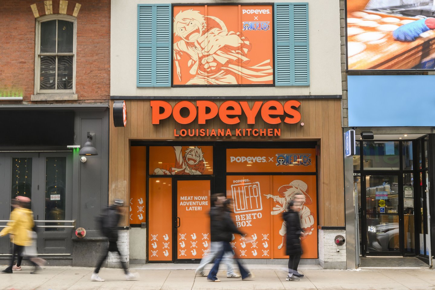 Exterior of Popeyes Louisiana Kitchen during its One Piece-inspired activation