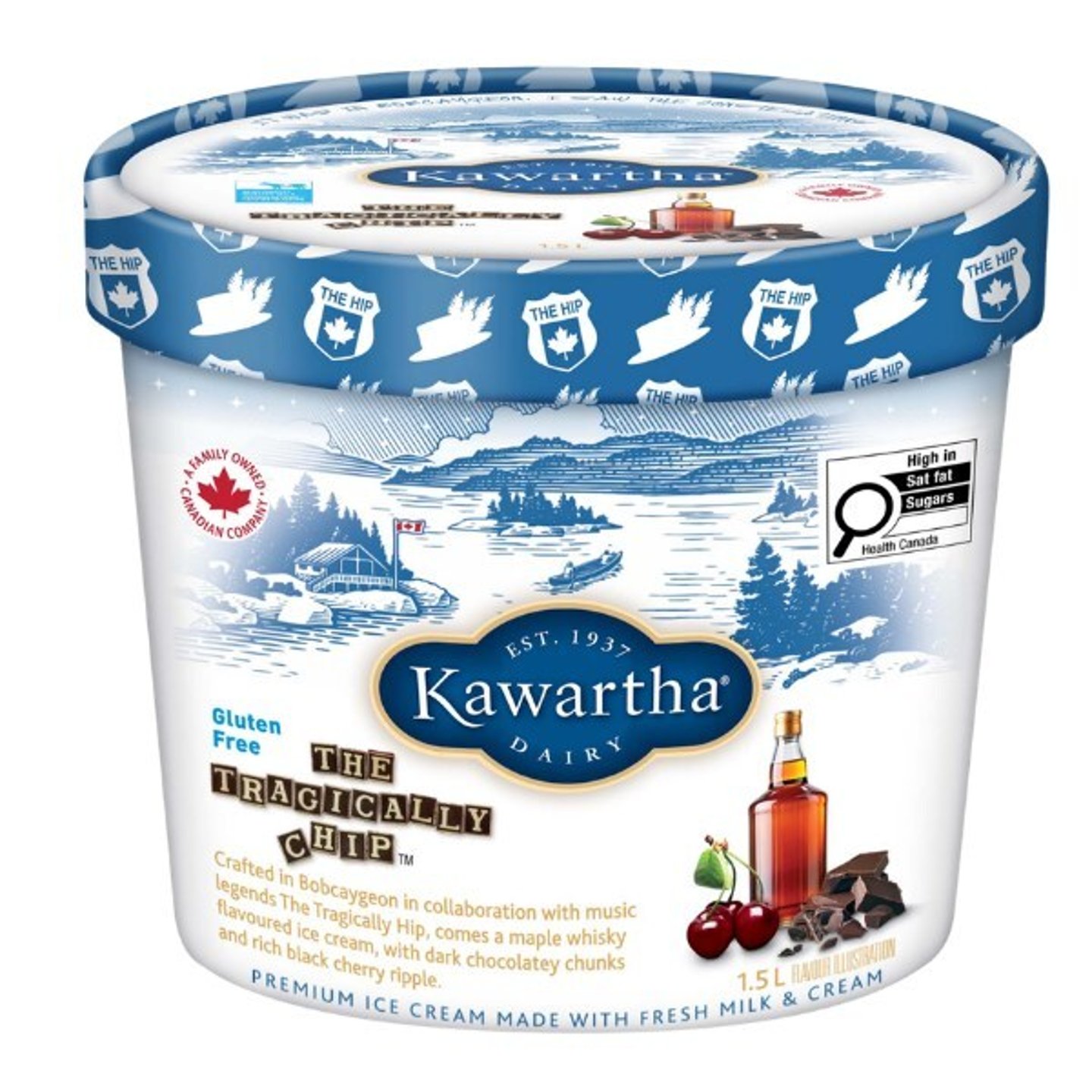 Kawartha Dairy tub of Tragically Chip ice cream