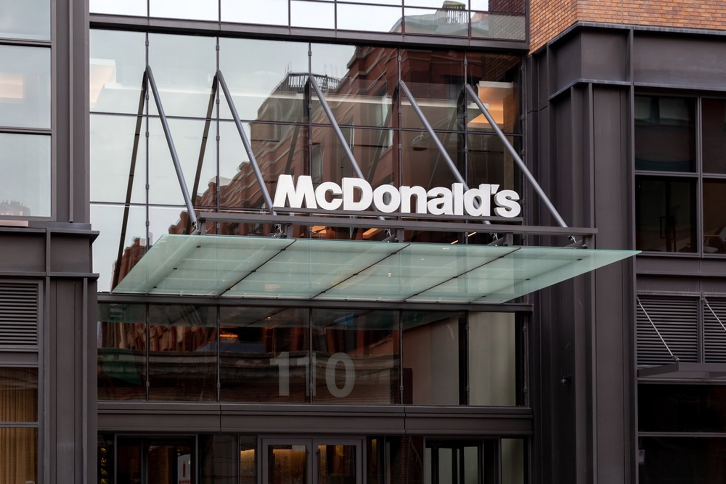 McDonald's head office with its logo above the door