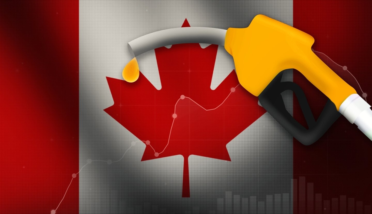 Canadian flag with fuel pump