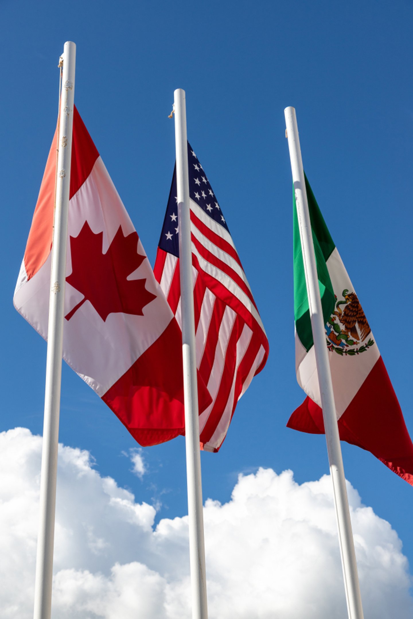 Flags of Canada, US, Mexico