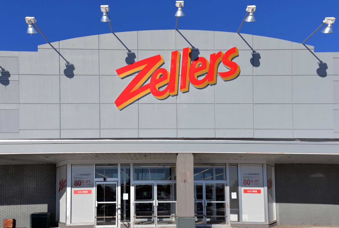 Zellers storefront with sales signs in windows