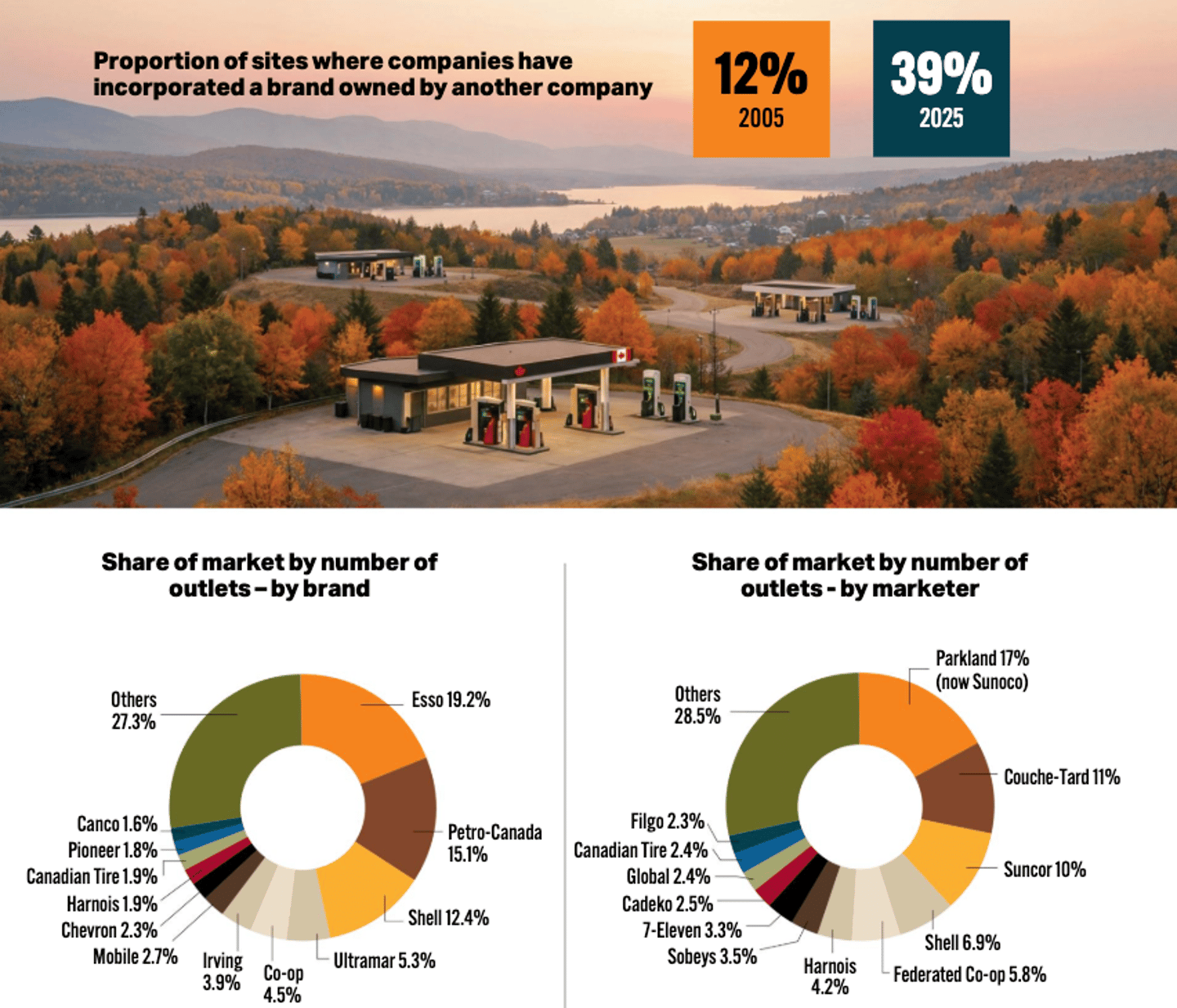 Proportion of sites where companies have incorporated a brand owned by another company